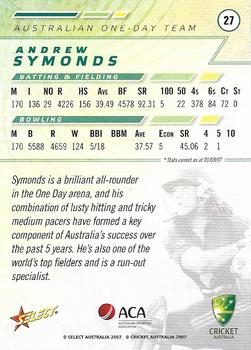 2007-08 Select #27 Andrew Symonds Back