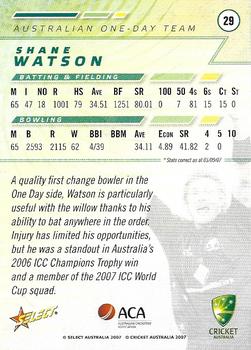 2007-08 Select #29 Shane Watson Back