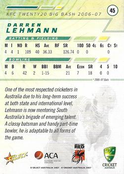 2007-08 Select #45 Darren Lehmann Back
