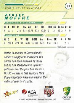 2007-08 Select #61 Ashley Noffke Back