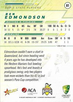 2007-08 Select #81 Ben Edmondson Back