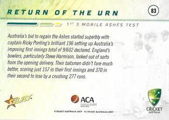 2007-08 Select #83 1st 3 Mobile Ashes Test Back