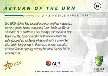 2007-08 Select #87 5th 3 Mobile Ashes Test Back
