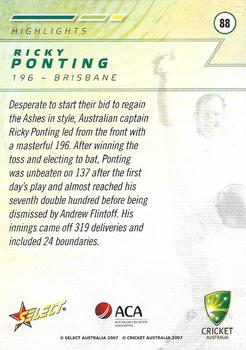 2007-08 Select #88 Ricky Ponting Back