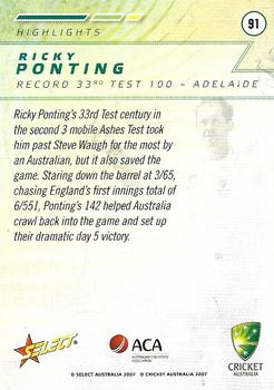 2007-08 Select #91 Ricky Ponting Back