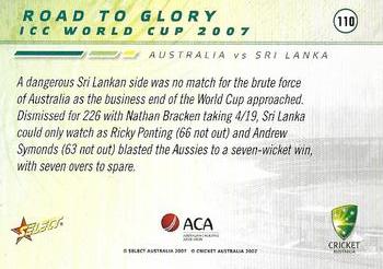 2007-08 Select #110 Australia vs Sri Lanka Back