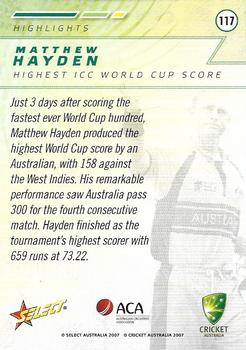 2007-08 Select #117 Matthew Hayden Back