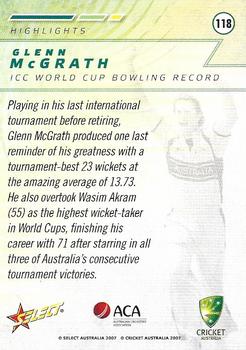 2007-08 Select #118 Glenn McGrath Back