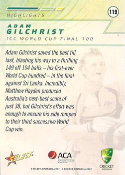 2007-08 Select #119 Adam Gilchrist Back