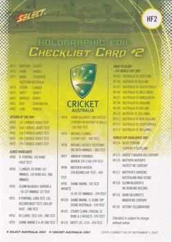 2007-08 Select - Holofoil #HF2 Common Card Checklist 2 Back