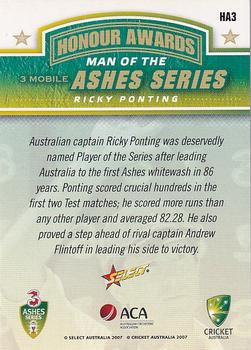2007-08 Select - Honour Award #HA3 Ricky Ponting Back