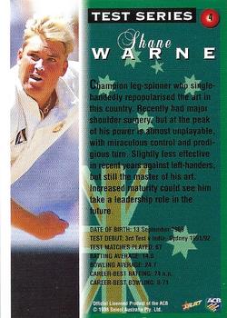 1998-99 Select Tradition Retail #4 Shane Warne Back