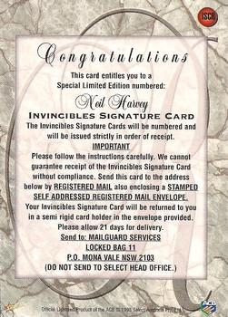 1998-99 Select Tradition Retail - Invincibles Signature Redemption #ISCR Neil Harvey Back