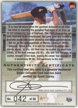 1998-99 Select Tradition Retail - Invincibles Signature #DS1 Don Bradman Back