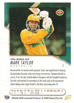 1996 Futera World Cup #1 Mark Taylor Back