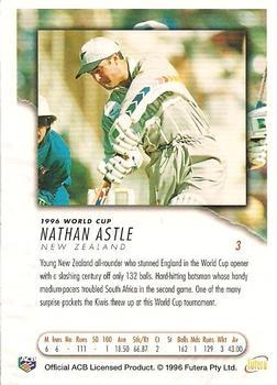 1996 Futera World Cup #3 Nathan Astle Back