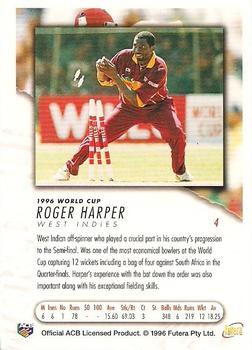 1996 Futera World Cup #4 Roger Harper Back