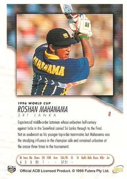 1996 Futera World Cup #8 Roshan Mahanama Back