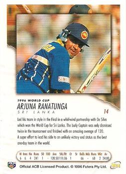 1996 Futera World Cup #14 Arjuna Ranatunga Back