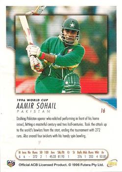 1996 Futera World Cup #16 Aamir Sohail Back