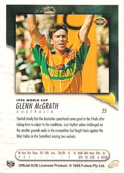 1996 Futera World Cup #25 Glenn McGrath Back
