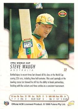 1996 Futera World Cup #32 Steve Waugh Back