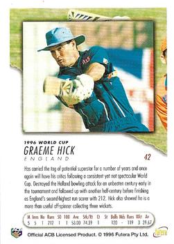 1996 Futera World Cup #42 Graeme Hick Back