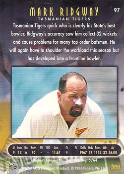 1996 Futera World Cup #97 Mark Ridgway Back