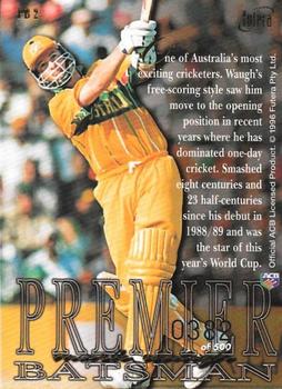 1996 Futera World Cup #PB2 World Cup Premier Batsman (Unsigned) - Mark Waugh Back