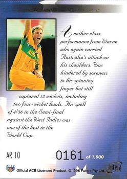 1996 Futera World Cup - Australian World Cup Retrospective #AR10 Shane Warne Back