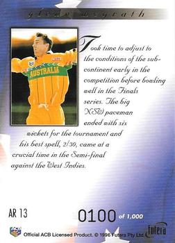 1996 Futera World Cup - Australian World Cup Retrospective #AR13 Glenn McGrath Back