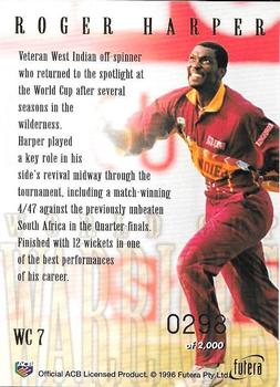 1996 Futera World Cup - World Cup Warriors #WC7 Roger Harper Back