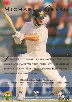 1995 Futera Elite Ashes Heroes Box Set #7 Michael Bevan Back