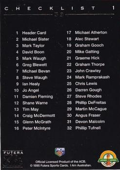 1995 Futera Elite Ashes Heroes Box Set #58 Checklist 1, 1-32 Back