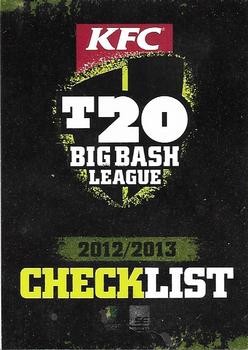 2012-13 SEP T20 Big Bash League #001 Checklist (1-84) Front
