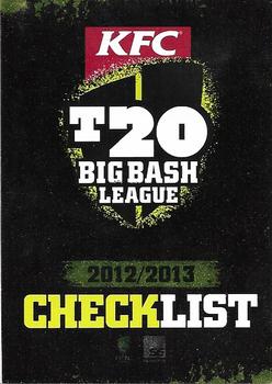 2012-13 SEP T20 Big Bash League #002 Checklist (85-169) Front