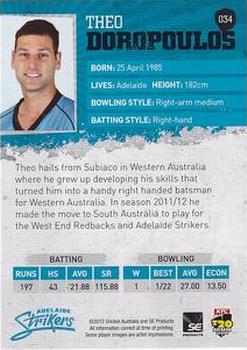 2012-13 SEP T20 Big Bash League #034 Theo Doropoulos Back