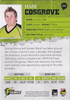 2012-13 SEP T20 Big Bash League #056 Mark Cosgrove Back