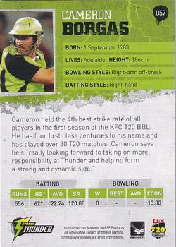 2012-13 SEP T20 Big Bash League #057 Cameron Borgas Back