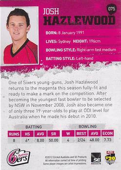 2012-13 SEP T20 Big Bash League #075 Josh Hazlewood Back