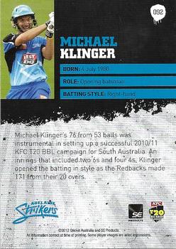 2012-13 SEP T20 Big Bash League #092 Michael Klinger Back
