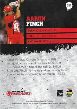2012-13 SEP T20 Big Bash League #097 Aaron Finch Back