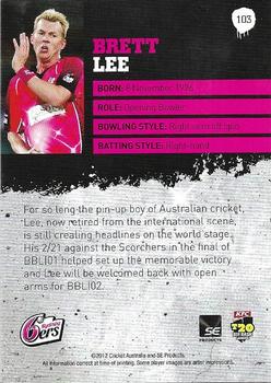 2012-13 SEP T20 Big Bash League #103 Brett Lee Back