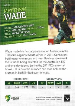 2012-13 SEP T20 Big Bash League - ODI Representatives #AR17 Matthew Wade Back