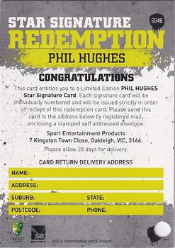 2012-13 SEP T20 Big Bash League - Star Signature Redemption #SS4R Phil Hughes Back