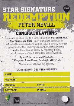 2012-13 SEP T20 Big Bash League - Star Signature Redemption #SS8R Peter Nevill Back