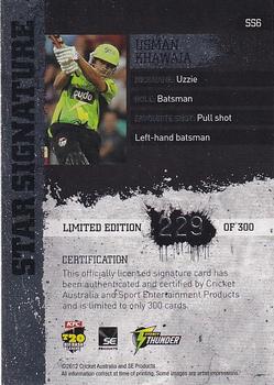 2012-13 SEP T20 Big Bash League - Star Signature #SS6 Usman Khawaja Back
