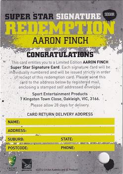 2012-13 SEP T20 Big Bash League - Superstar Signature Redemption #SSS8R Aaron Finch Back