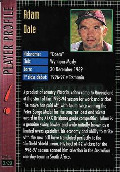 1997-98 Queensland Bulls Cricket #3 Adam Dale Back