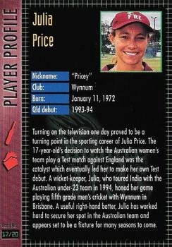 1997-98 Queensland Bulls Cricket #17 Julia Price Back